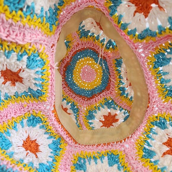 Handmade Vintage Crochet Bucket Hat Colorful Granny Squares Boho Festival Y2K main image 7